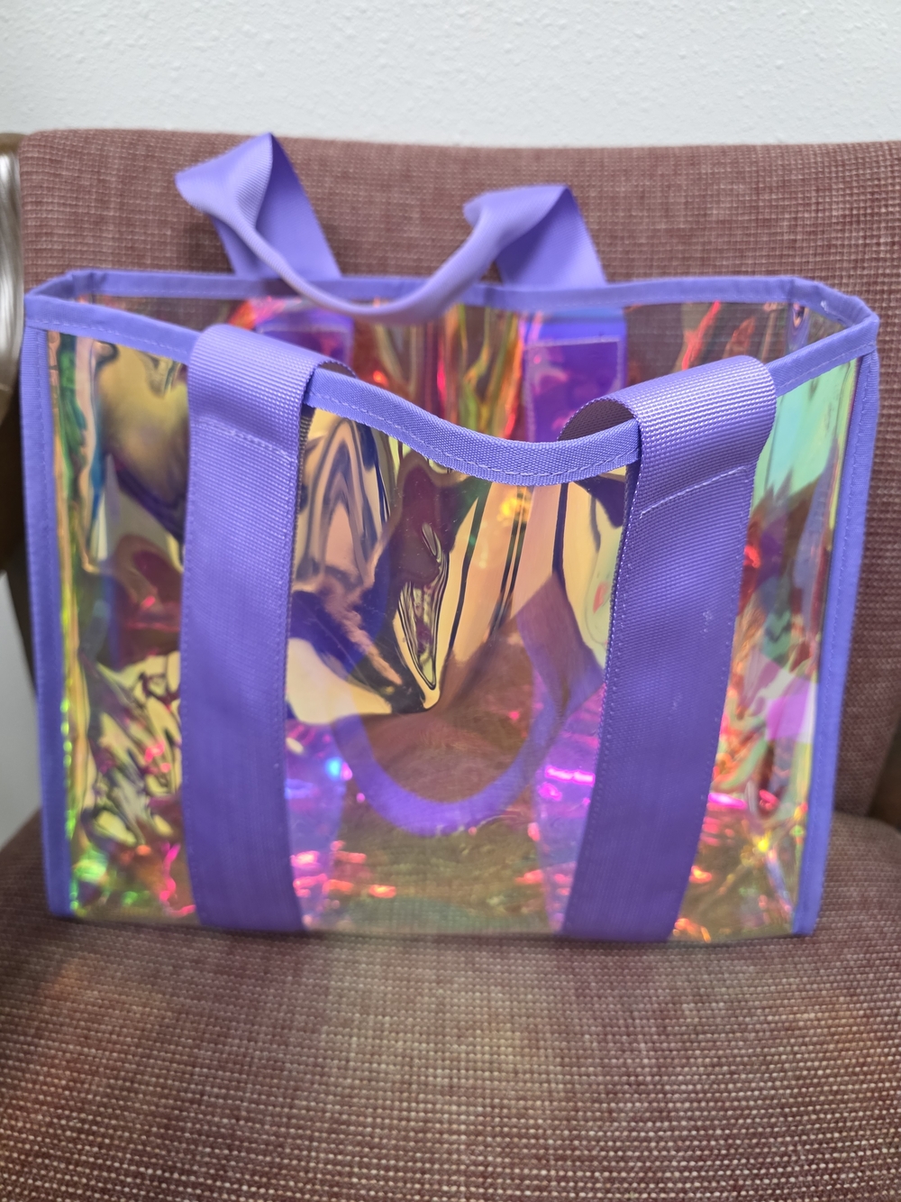 Source Unknown Iridescent Tote with Purple Trim